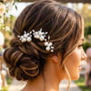 Casdre Pearl Bridal Hair Pins Crystal Bride Hair Piece Wedding Hair Accessories For Women And Girls Pack Of 2 A Silver