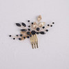 Yertter Wedding Black Crystal Leaf Bridal Hair Comb Clip Leaves Wedding Hair Accessories For Bride Bridesmaid Flower Girls Black And Gold