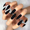 Morily 24Pcs Fake Nails Matte Pure Color Medium Long Stiletto Almond Press On Nail False Tips Artificial Finger Manicure For Women Black