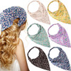Syhood 6 Pcs Floral Hair Bandanas For Women Girl Boho Hair Scarf Headband With Clip Chiffon Cottagecore Head Kerchief Pretty Floral Patterns