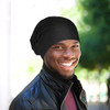 Geyoga 2 Pcs Silk Satin Bonnet For Sleeping Men Silk Satin Beanie With Adjustable Elastic Band For Curly Hair Black Gray