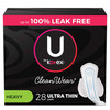 U By Kotex Cleanwear Ultra Thin Feminine Pads With Wings Heavy Absorbency 28 Count
