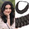 Bobiya Messy Wide 2 Strands Synthetic Hair Braided Headband Classic Chunky Hair Braid Elastic Stretch Braid Headbands Brunette Brown