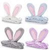 Whaline 4 Pack Easter Bunny Makeup Headband Rabbit Ear Spa Hair Band Coral Fleece Elastic Head Wrap Stretchy Headband For Party Face Washing