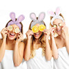 Whaline 4 Pack Easter Bunny Makeup Headband Rabbit Ear Spa Hair Band Coral Fleece Elastic Head Wrap Stretchy Headband For Party Face Washing