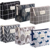 Boao 6 Pcs Canvas Cosmetic Bag Xmas Makeup Pouch For Women Grid Style
