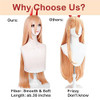 Labeauté Orange Cosplay Power Wig Plus Horns For Girls Women Anime Long Straight Halloween Party Hair Wig With Cap