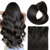 Suyya Clip In Hair Extensions Human Hair 16 Inch 1B Off Black 120G