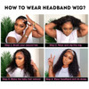Celiarita Headband Wig Human Hair Deep Wave 18 Inch None Lace Front Wig Human Hair Machine Made Wigs Glueless Curly Hair Headband Half Wigs