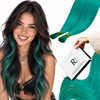 Runature I Tip Hair Extensions Human Hair 18 Inch 25G 25S Teal Straight