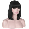 Deifor Short Straight Black Bob Wig With Bangs For Women Natural Heat Resistant Synthetic Hair Wigs