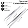 2 Pieces Straight And Curved Tip Tweezers Eyelash Extension Tweezers Stainless Steel False Lash Application Tools Silver