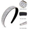 Wecoe Silver Headband Women Girls Fashion With Rhinestones Crystal Bling Sparkly Hair Band Thin Hair Accessories For Short Hair Holiday
