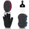 Magic Twist Hair Sponges Set Big Holes Sponge Brush For Hair Curling Sponge Glove For Men Women Curls With Metal Afro Pick 6.7 Inch