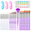 Aroic 28 Pcs Acrylic Nail Brush Set Including 7 Pcs Uv Gel Nail Art Brushes 6 Pcs 3D Nail Extension Brush 5Pcs Double Ended Dotting Nail Pen