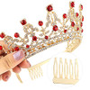 Nodg Gold Tiaras And Crowns For Women Birthday Headband For Girls Red Crystal Queen Crowns Hair Accessories For Bride Party Bridesmaids