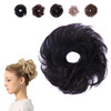 Juvabun Small Messy Bun Hair Piece Black Wavy Curly Synthetic Chignon Scrunchie For Women Mini Updo Hair Bun Extension For Thin Fine Hair
