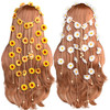 Sucrain 2Pcs Flower Hippie Headband Floral Crown Summer Sunflower Hair Accessories For 70 S Bohemian Costumes Style For Women