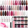 Azurebeauty 31 Pcs Dip Powder Nail Kit Starter 20 Colors Clear Nude Pink Brown Glitter All Season Acrylic Dipping Powder Liquid Set With Top