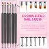 Saviland 6Pcs Double End Nail Art Brushes Set For Gel Polish Design