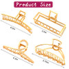 Aibee Large Metal Hair Claw Clips 4Pcs Nonslip Big Gold Hair Clamps With Strong Hold For Thick And Thin Hair For Women And Girls