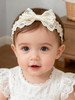 Ickeyou Handmade Baby Girl Headbands In Beige Baby Bows And Floral Lace Headband Bows For Newborns And Toddlers Cute Baby Girl Bows And
