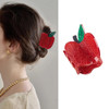 Red Apple Hair Clip Back To School Hair Claw Clip Cute Glitter Fruit Barrette Jaw Clamp Teacher Student Hair Accessories For First Day Of