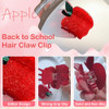 Red Apple Hair Clip Back To School Hair Claw Clip Cute Glitter Fruit Barrette Jaw Clamp Teacher Student Hair Accessories For First Day Of