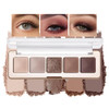 Wajjym 5 Color Eyeshadow Palette Matte And Shimmer Neutral Browns Low Saturation High Pigment Blendable Buildable Waterproof Smooth Skin