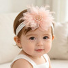 Bethynas Baby Girls Lace Feather Headband Beads Gauze Flower Elastic Toddler Hairband Birthday Party Princess Hair Accessories For Newborn