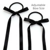 2Pcs Black Ribbon Hair Ties With Bow For Women Satin Hair Bows For Girls Silk Bowknot Elastic Scrunchies For Wedding Party Valentines