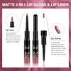 1Pcs 2 In 1 Mauve Pink Matte Lip Liner And Liquid Lipstick Stain Makeup Set For Women Light Mauve Long Lasting Smudge Proof Lip Tint Matte
