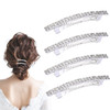 4 Pcs Sparkly Rhinestone Hair Barrettes With Bling For Women Silver Wedding Hair Jewelry For Girls