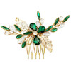 Betiteto Green Bridal Side Comb Crystal Leaf Wedding Small Hair Piece Accessories For Women Girls Party Emerald Green