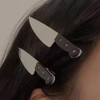 Mini Goth Horror Hair Accessories Knife Hair Clips Costume Cosplay Barrettes Punk Hair Pins For Women And Girls 2Pcs