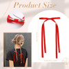 Vobobe 4Pcs Hair Bows For Women Girls Red Tassel Ribbon Bowknot Hair Clips Barrettes For Girl With Long Tail Solid Satin Hair Accessories