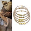 Blonde Boho Hair Ties Bracelet Cute Ponytail Holders With Gold Bead Jewelry For Women Trendy Elastic Hair Accessories For Thick Thin Curly