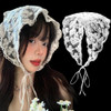 Lace Floral Hair Bandana White Triangle Head Scarf For Women And Girls Boho Headbands Vintage Tie Back Headwraps