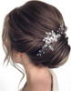 YBSHIN Flower Bride Wedding Hair Comb Silver Rhinestone Hair Piece Pearl Bridal Hair Accessories for Women