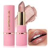 Wugbc Metallic Lipstick Pink Glitter Lip Stick Long Lasting Waterproof Shimmer Nude Lipstick For Women Makeup Tinted Lip Balm Creamy Diamond