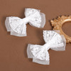 White Mesh Lace Hair Bow Clips Girls 4 Lace Fabric Bowknot Barrettes Alligator Hairpins For Flower Girl Kids Teens Toddler Bride Wedding