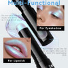 Hosaily Holographic Duochrome Blue Green Glitter Eyeshadow Stick Color Shift Shimmer Chameleon Eye Shadow Brightener Pencil Silky Smooth