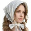 Bookay White Lace Head Scarf For Women Triangle Bandana Style Headband With No Crease Design Boho Hair Accessory For Spring And Summer