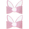 Anbala 2Pcs Glitter Easter Hair Bows For Women Girls Pink Easter Bows Cute Bunny Hair Clips 3.03 Inch White Rabbit Ear Alligator Clip Easter