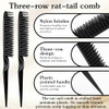 2 Pcs 3 Row Comb For Removing Braids Unbraider Teasing Comb With Rat Tail For Combing Separating And Shaping Curls Curly Hair Combs For