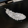 Yiendoo Crystal Feather Hair Clip Barrette Silver Sparkling Rhinestone Feather Hairpin Barrette Non Slip Elegant Duckbill Clip Bridal