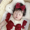 Rannyrena Cute Lace Bow Baby Girls Headbands White Knot Headband Soft Chiffon Hair Band For Newborn Infant Toddler Kids Hair Accessories Red