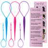 Aigee 6Pcs Topsy Tail And Hair Loop Styling Tool Set Ponytail Makers French Braid Loops In Large And Small Hair Pull Through Tools Pink Blue