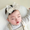 Rannyrena Lace White Bow Knot Baby Girls Headband Birthday Shower Infant Wrap Elastic Flower Baby Turban Hairband For Newborn Infant Toddler