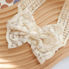 Rannyrena Lace White Bow Knot Baby Girls Headband Birthday Shower Infant Wrap Elastic Flower Baby Turban Hairband For Newborn Infant Toddler